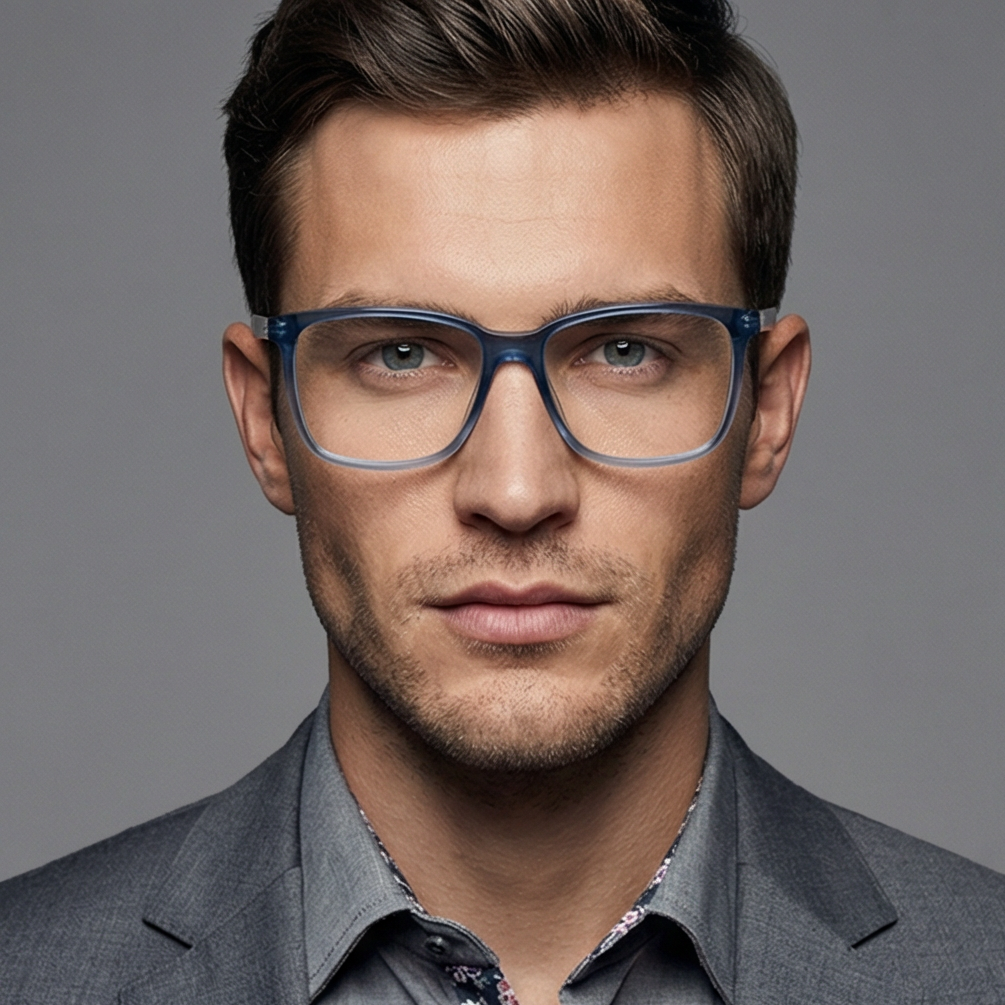 Hugo Boss Eyeglasses BOSS 1300/U JBW15 Blue Rectangle Full Rim Acetate 57mm Hugo Boss