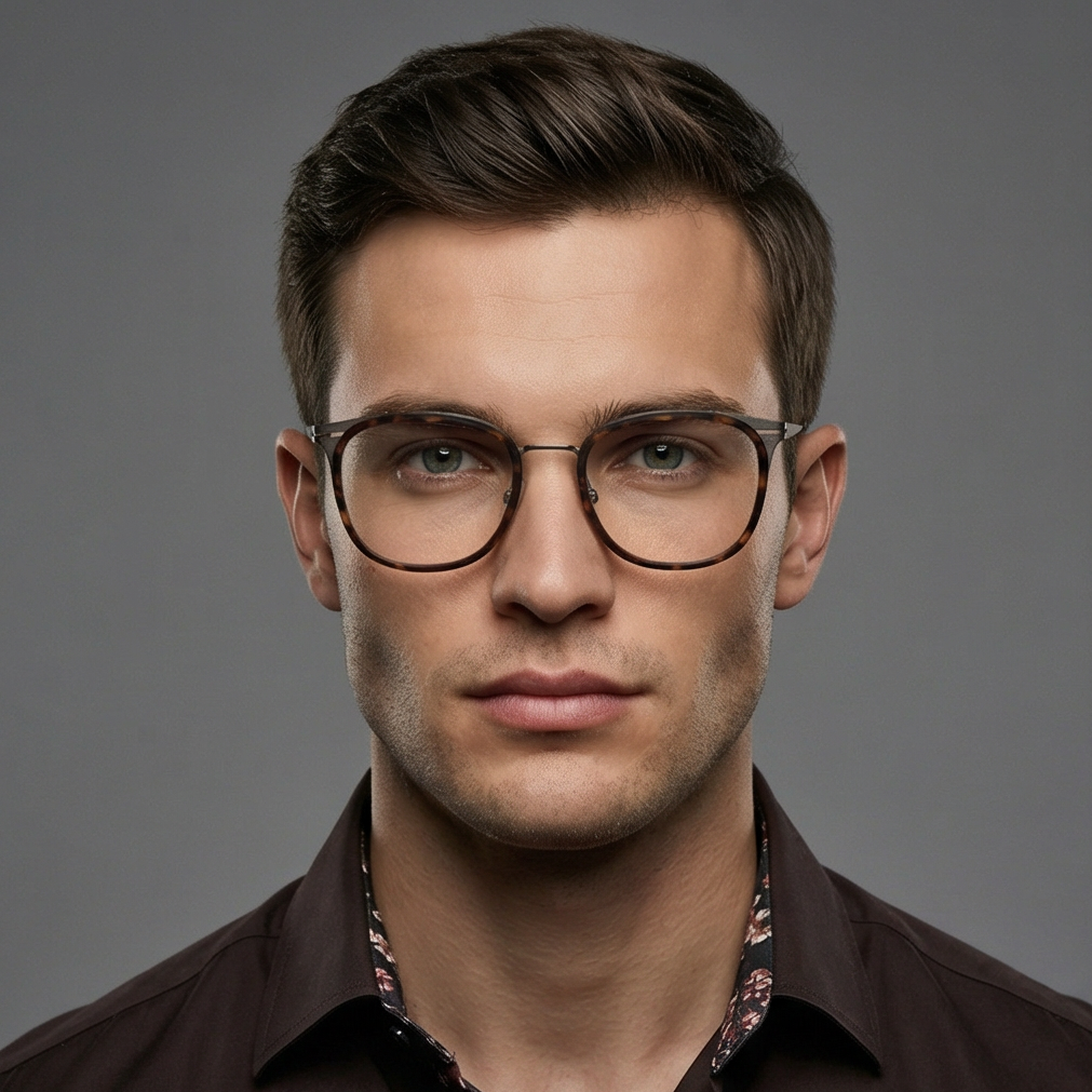 Hugo Boss Eyeglasses Men Brown Rectangle Full Rim Steel BOSS 1427 CAG 53mm Hugo Boss