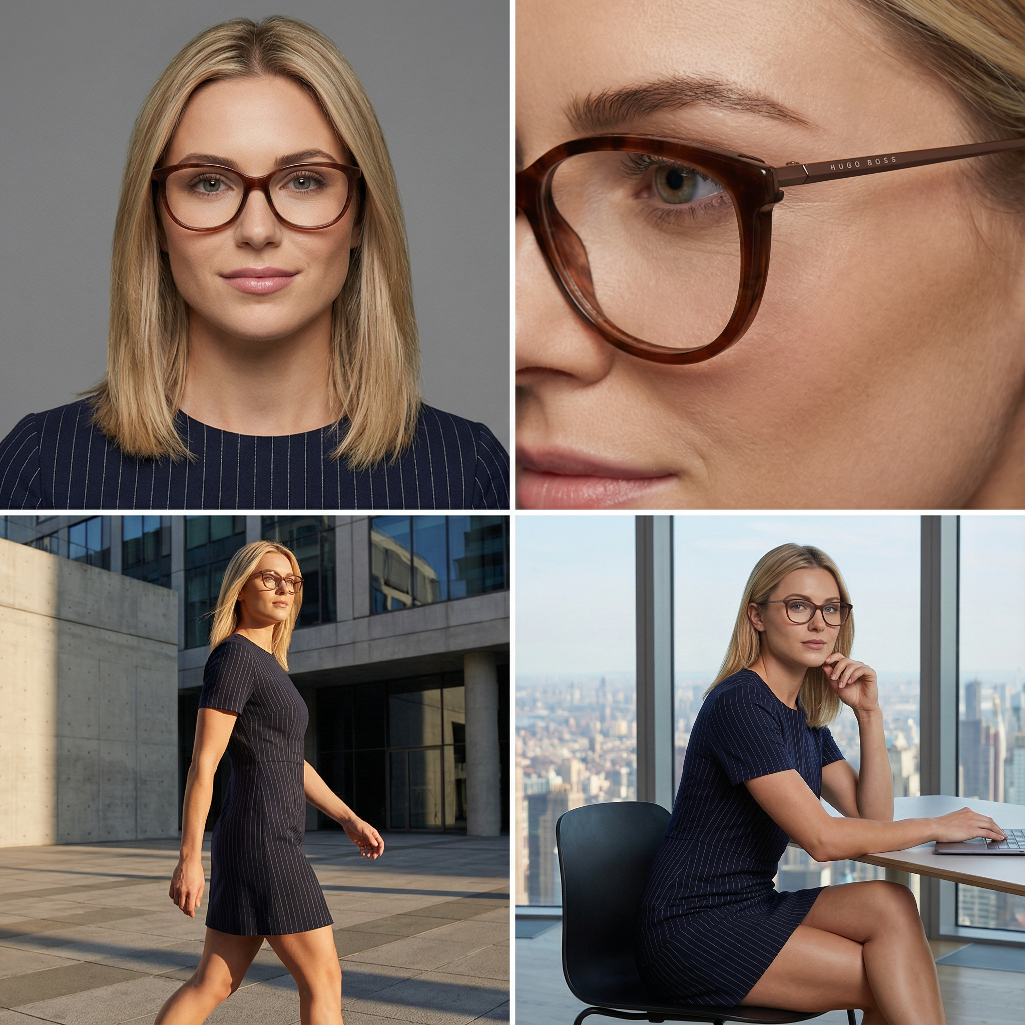 Hugo Boss Eyeglasses BOSS 1110 XT8 Women Brown Rectangular Frames 54mm Hugo Boss