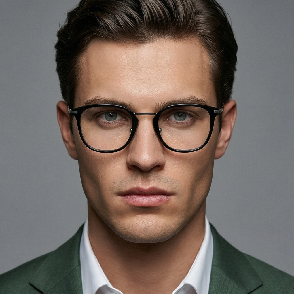 Omega Glasses Frames Men's Black Round Full-Rim OM5024 002 52mm Omega