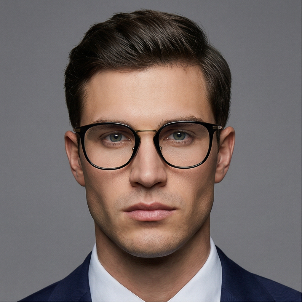 Omega Glasses Frames OM5024 001 52mm Men's Black Round Full-Rim Omega