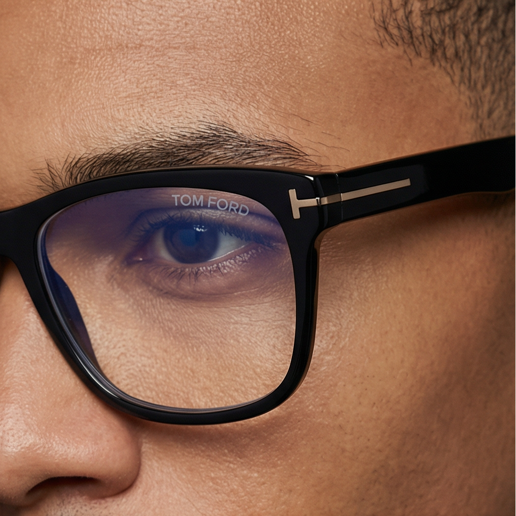 Tom Ford Glasses Frames FT5662-B 001 54mm Men Black Rectangular Blue Control Tom Ford