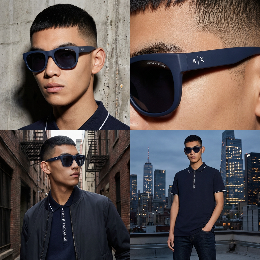 Armani Exchange Sunglasses Armani Exchange Sunglasses Men Blue Acetate Rectangle 0AX4128SU 812380 55mm Eyeglasses Eyewear designer