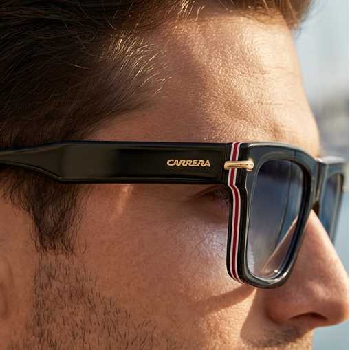 Carrera Sunglasses Carrera Sunglasses CARRERA 316/S M4P08 Unisex Black Rectangle Blue Gradient 52mm Eyeglasses Eyewear designer