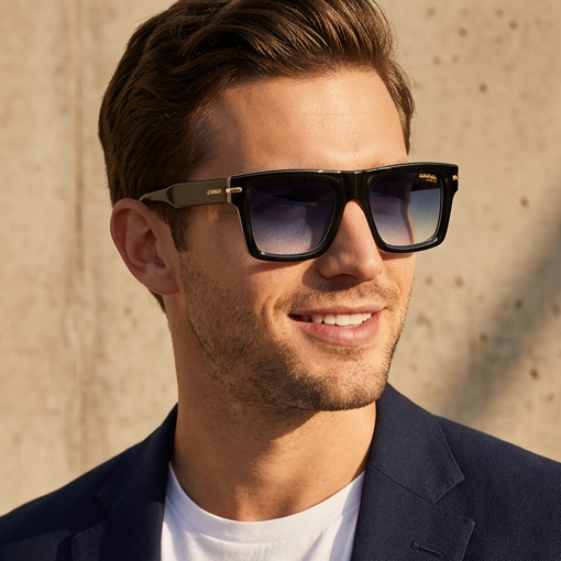 Carrera Sunglasses Carrera Sunglasses CARRERA 316/S M4P08 Unisex Black Rectangle Blue Gradient 52mm Eyeglasses Eyewear designer