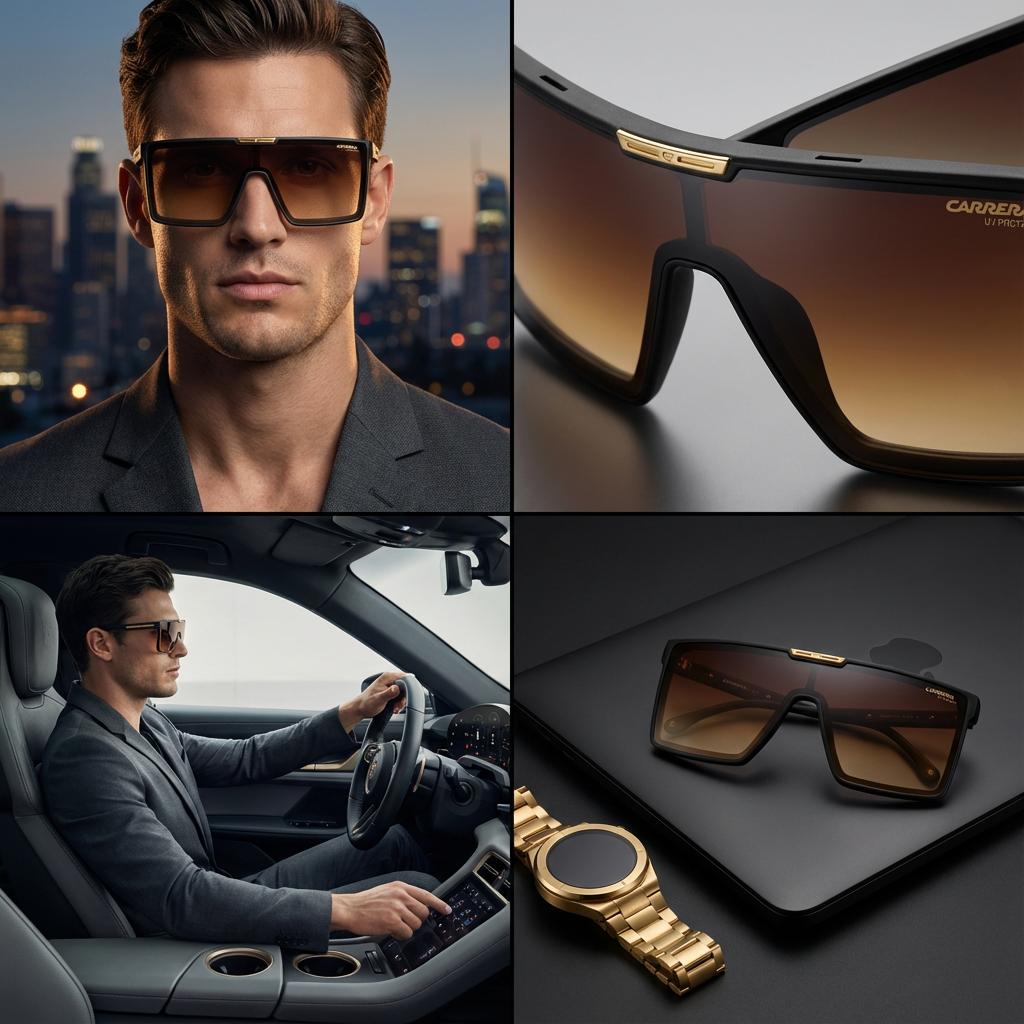 Carrera Sunglasses Carrera Sunglasses VICTORY C 07/S 39986 Men Black Shield Square Brown 86mm Eyeglasses Eyewear designer
