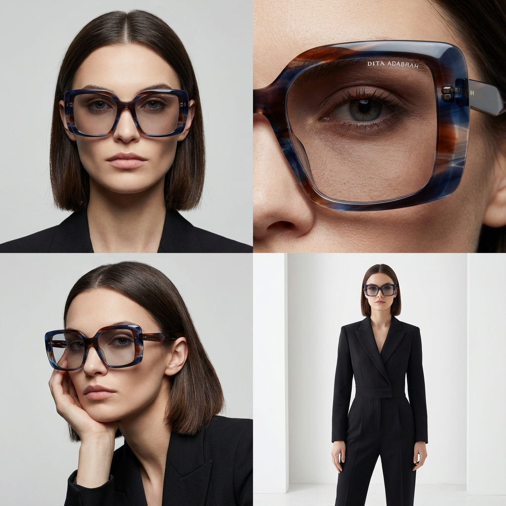 Dita Sunglasses Dita Sunglasses Blue Brown Tortoiseshell Rectangular Full Rim Women DTS716-A-02 ADABRAH53mm Eyeglasses Eyewear designer