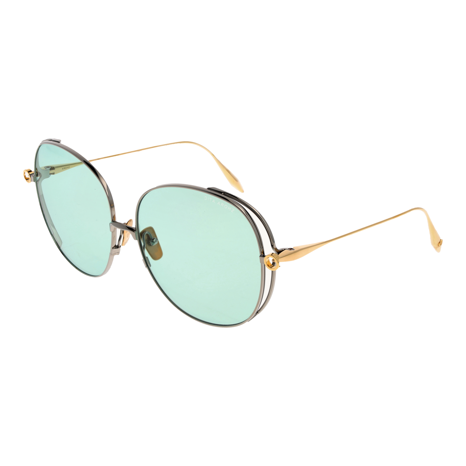 Dita Sunglasses Dita Sunglasses DTS156-A-03 AROHZ Silver Gold Round Green 62mm Eyeglasses Eyewear designer