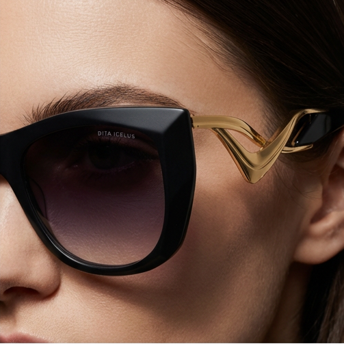 Dita Sunglasses Dita Sunglasses DTS438-A-01 Icelus Black Cat Eye Purple Gradient Women 55mm Eyeglasses Eyewear designer