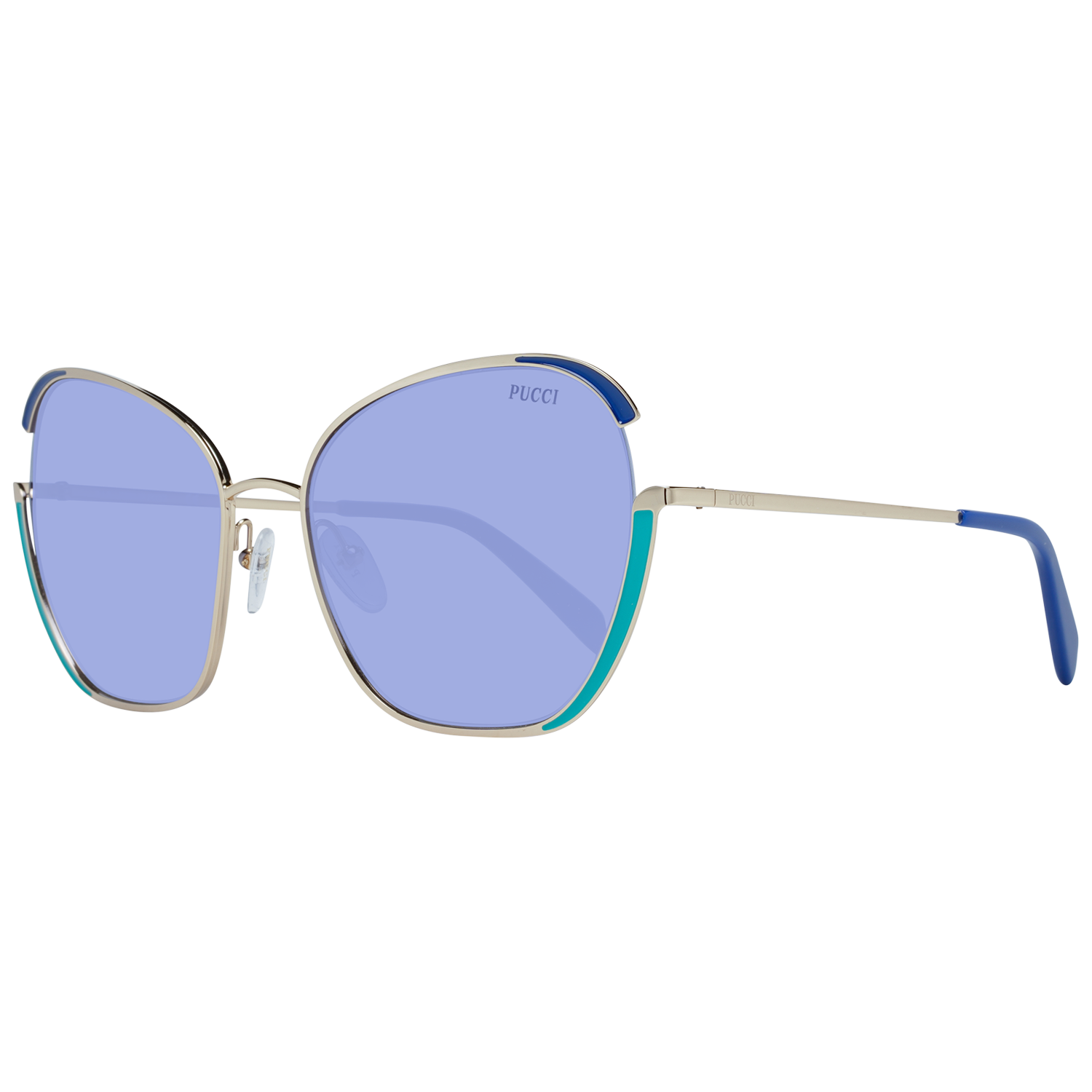Emilio Pucci Sunglasses Emilio Pucci Sunglasses EP0131 28W 58mm - Women Gold/Blue Gradient Butterfly Full-Rim Eyeglasses Eyewear UK USA Australia