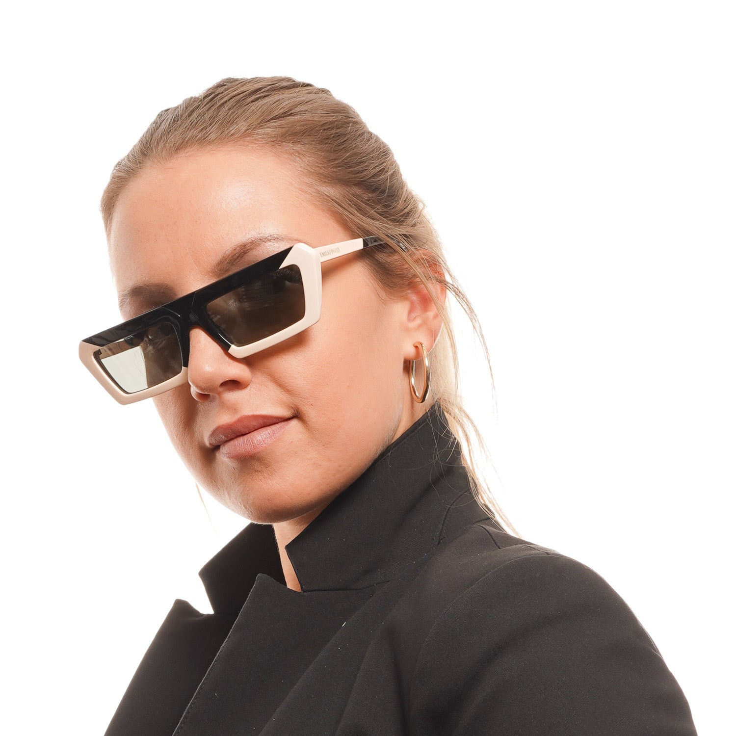 Emilio Pucci Sunglasses Emilio Pucci Sunglasses EP0175 04A 56mm - Women White/Black Grey Gradient Rectangular Eyeglasses Eyewear UK USA Australia