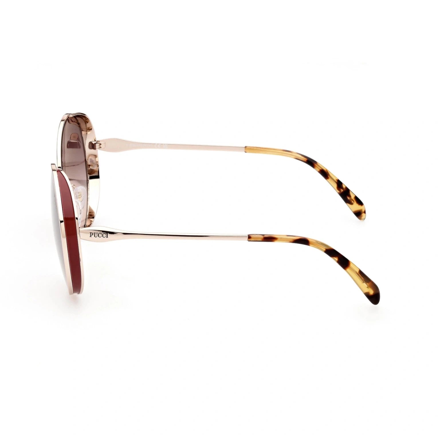 Emilio Pucci Sunglasses Emilio Pucci Sunglasses EP0187 28F 56mm - Women Rose Gold/Brown Gradient Round Full-Rim Eyeglasses Eyewear UK USA Australia