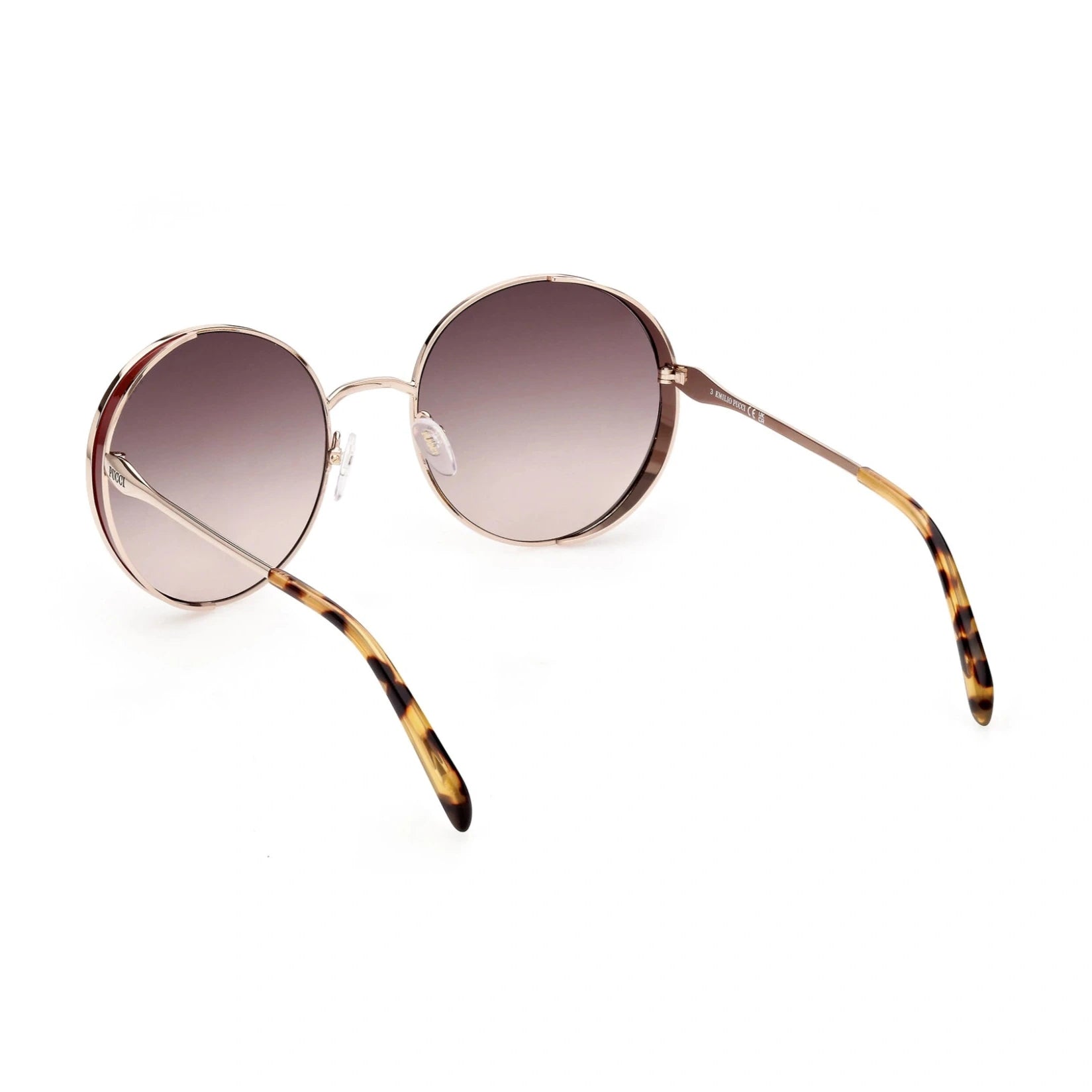 Emilio Pucci Sunglasses Emilio Pucci Sunglasses EP0187 28F 56mm - Women Rose Gold/Brown Gradient Round Full-Rim Eyeglasses Eyewear UK USA Australia