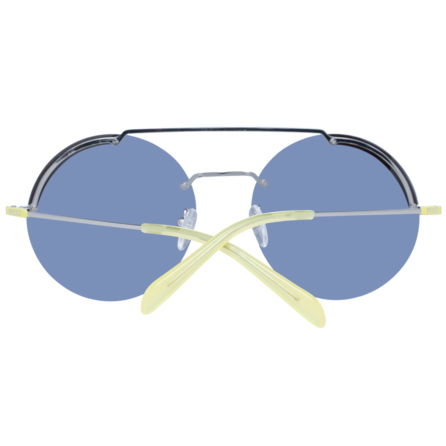 Emilio Pucci Sunglasses Emilio Pucci Sunglasses EP0189 16A 58mm - Women Silver/Grey Gradient Round Half-Rim Eyeglasses Eyewear UK USA Australia