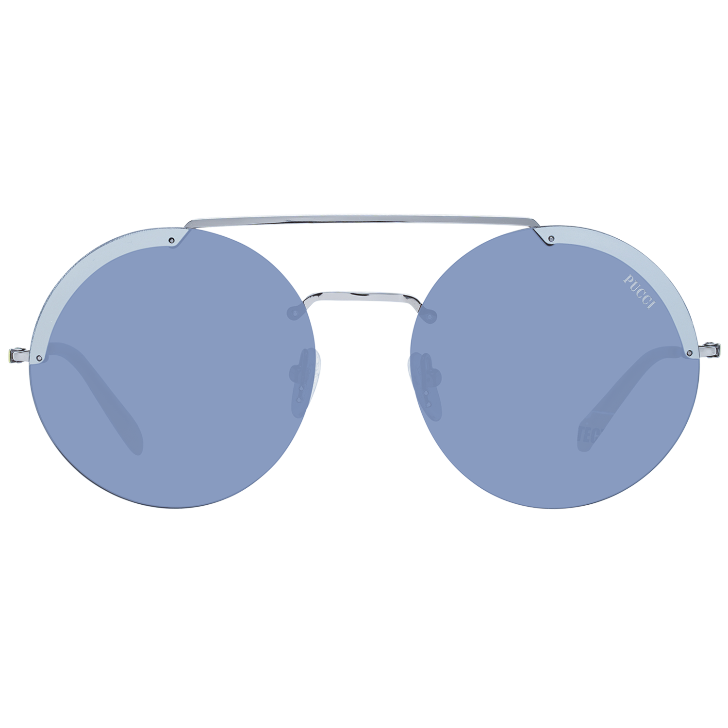 Emilio Pucci Sunglasses Emilio Pucci Sunglasses EP0189 16A 58mm - Women Silver/Grey Gradient Round Half-Rim Eyeglasses Eyewear UK USA Australia