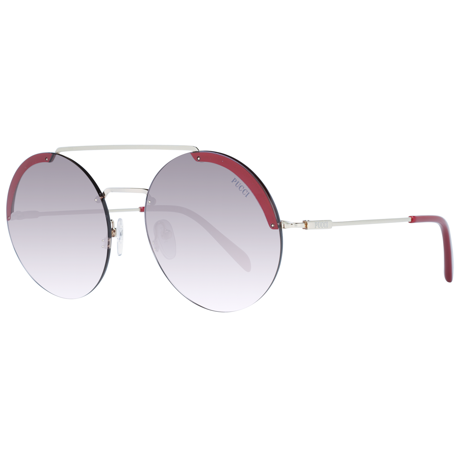 Emilio Pucci Sunglasses Emilio Pucci Sunglasses EP0189 32F 58mm - Women Gold/Purple Gradient Round Half-Rim Eyeglasses Eyewear UK USA Australia