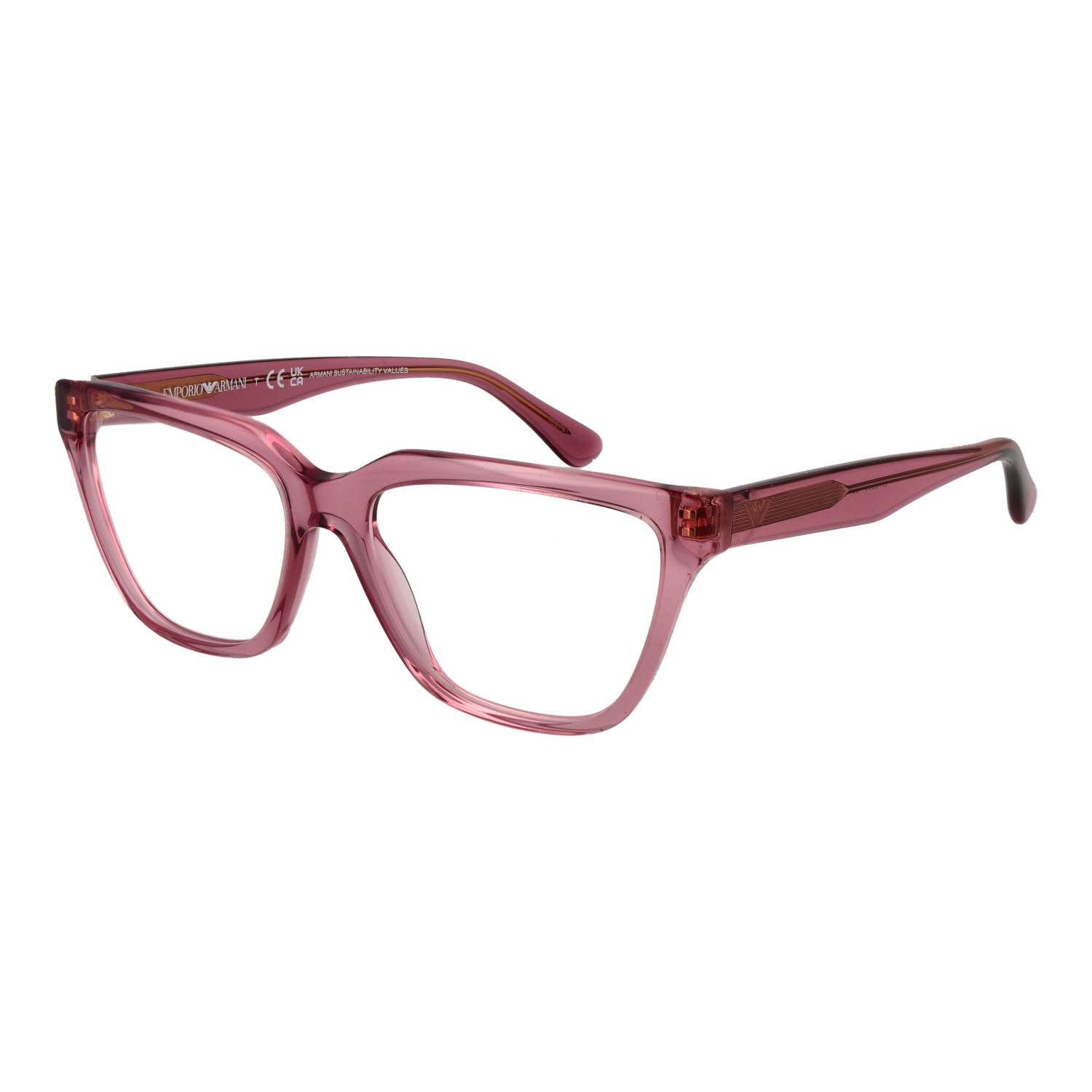 Emporio Armani Eyeglasses Emporio Armani Eyeglasses Frames 0EA3208 5544 Rose Trapezium Full-Rim 54mm Eyeglasses Eyewear designer