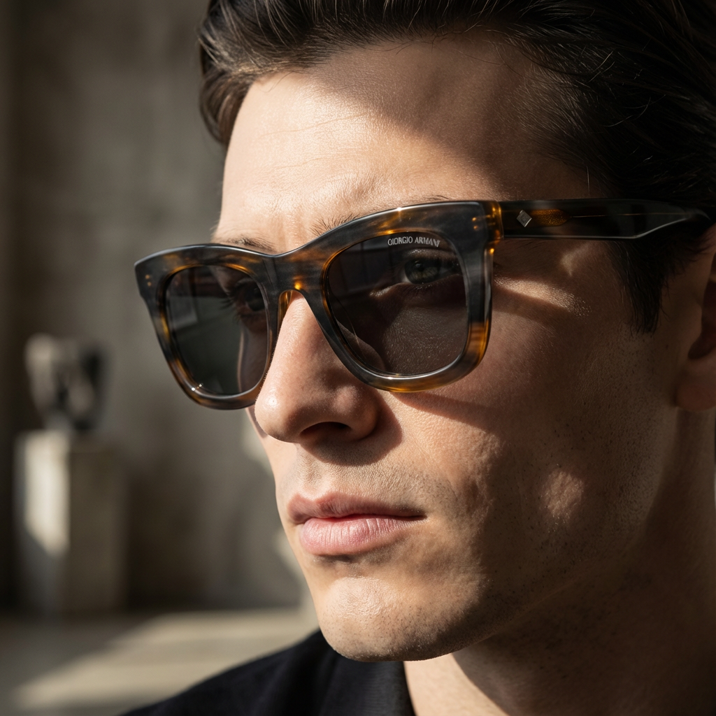 Giorgio Armani Sunglasses Giorgio Armani Sunglasses Square Polarized Grey Unisex 0AR8171 5964P2 49mm Eyeglasses Eyewear designer