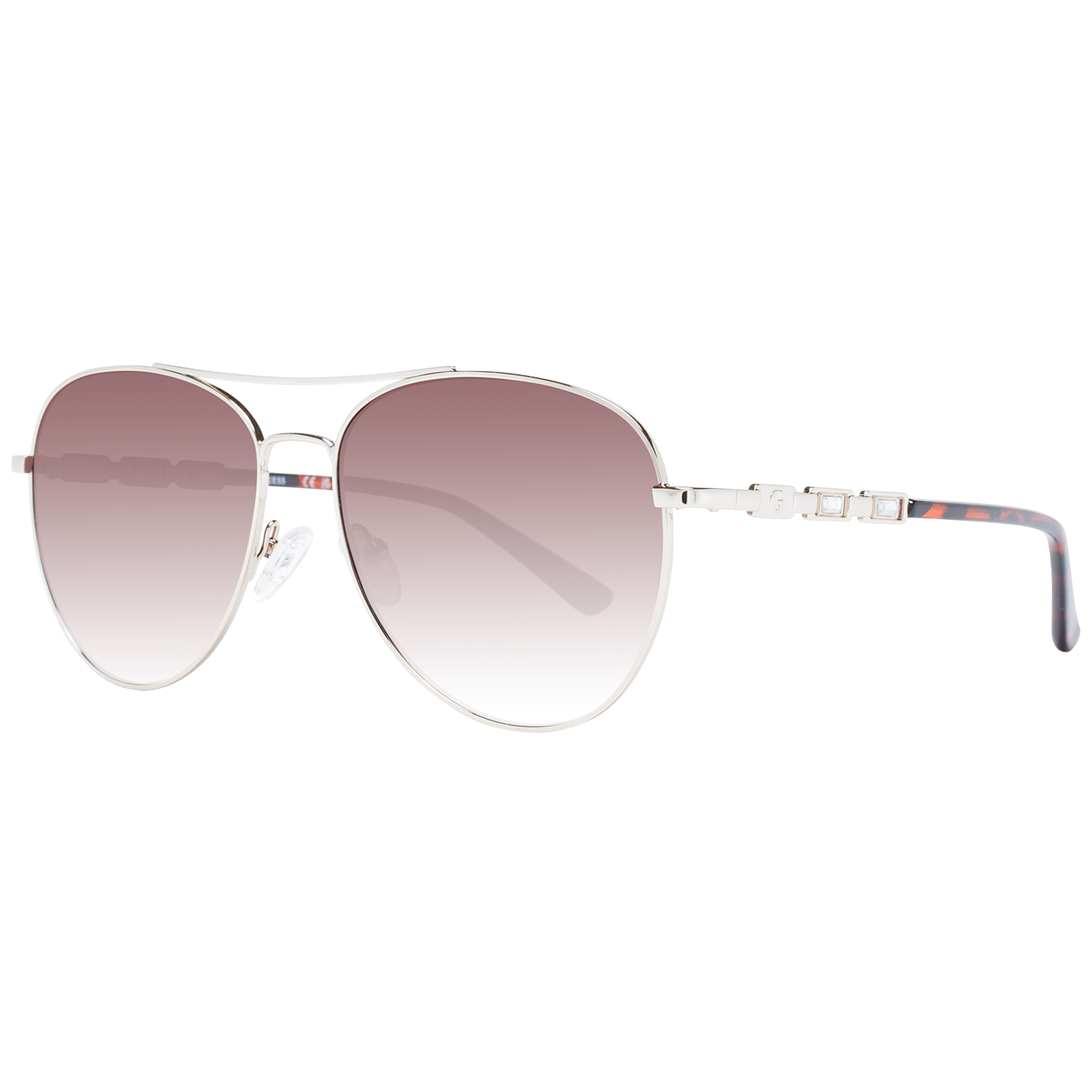 Guess Sunglasses Guess Sunglasses GF6143 32F 59mm - Women Silver/Brown Gradient Pilot Eyeglasses Eyewear UK USA Australia