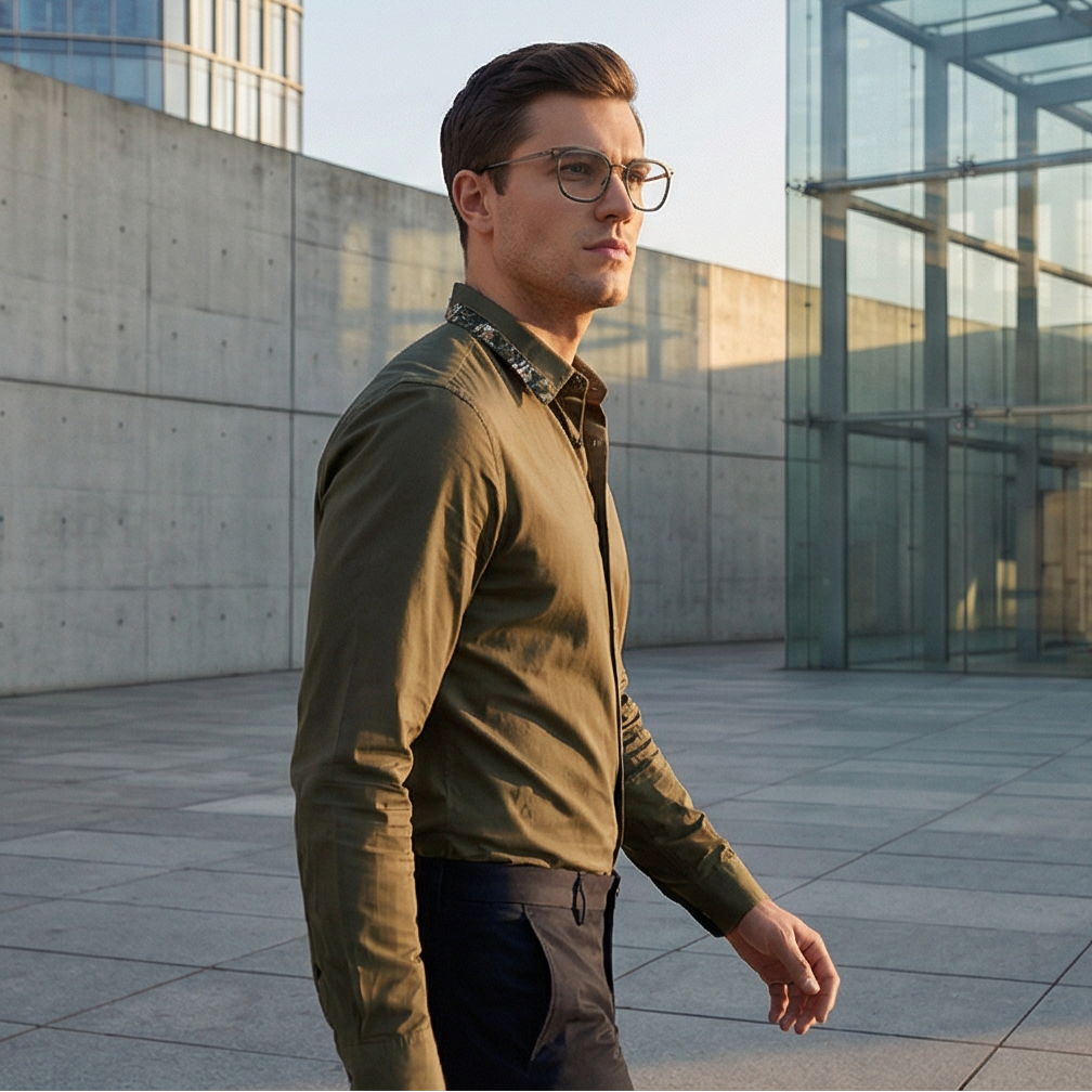 Hugo Boss Eyeglasses Hugo Boss Eyeglasses BOSS 1427 0OC Green Rectangular Stainless Steel Frames 53mm Men Eyeglasses Eyewear designer