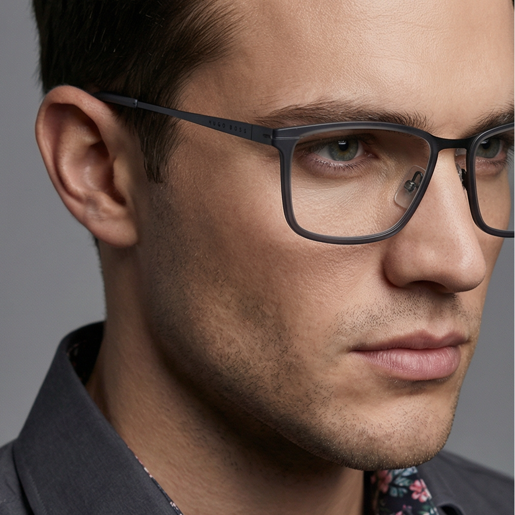 Hugo Boss Eyeglasses Hugo Boss Eyeglasses Frames BOSS 1242 WCN18 56mm Men Grey Rectangular Eyeglasses Eyewear designer