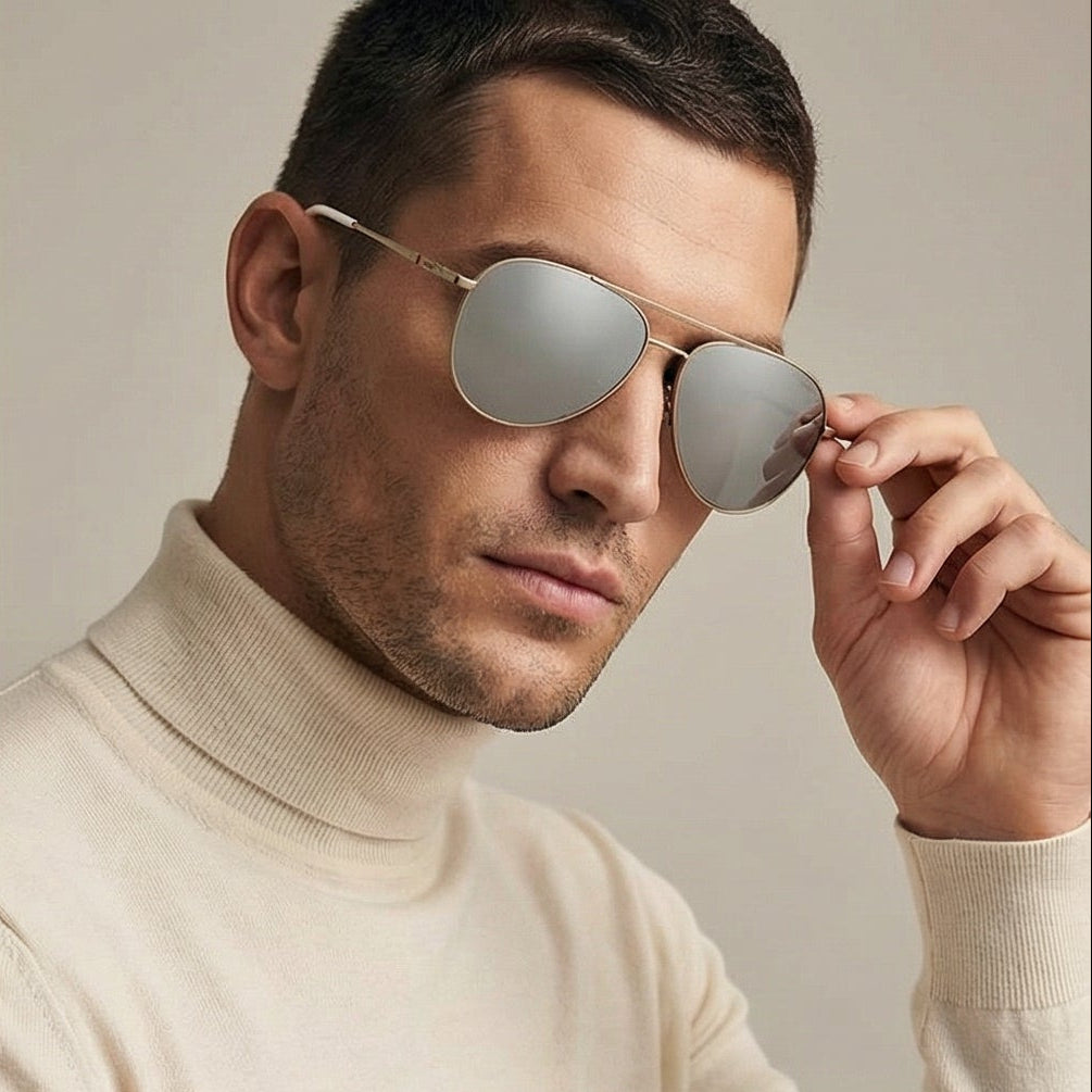 Hugo Sunglasses Hugo Boss Sunglasses HG 1318/S CTLT4 Men Silver Pilot-Aviator Full Rim Grey Mirror 59mm Eyeglasses Eyewear designer