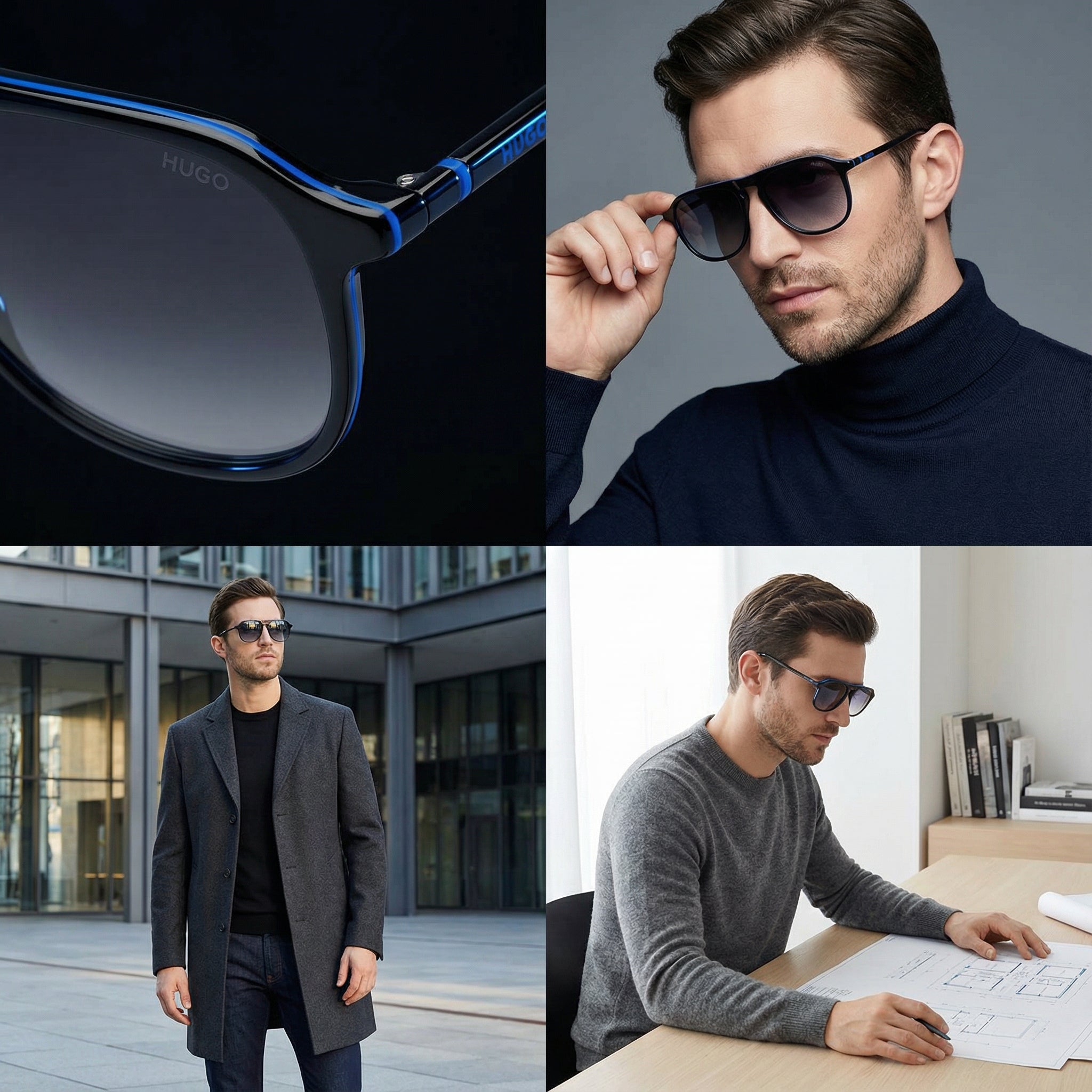 Hugo Sunglasses Hugo Boss Sunglasses HG 1345/S 8079O Men Black Pilot-Aviator Full Rim Grey Gradient 55mm Eyeglasses Eyewear designer