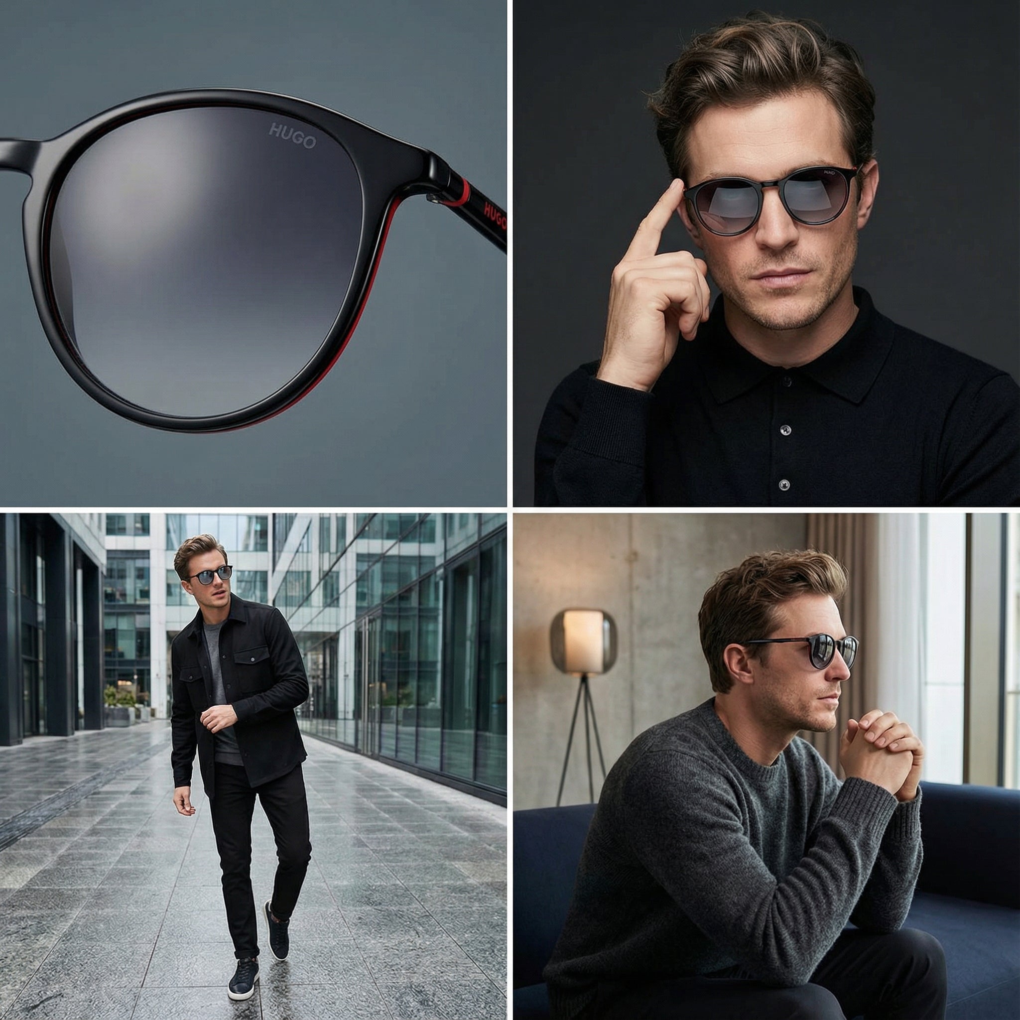 Hugo Sunglasses Hugo Boss Sunglasses HG 1346/S 8079O Men Black Panto Full Rim Grey Gradient 51mm Eyeglasses Eyewear designer