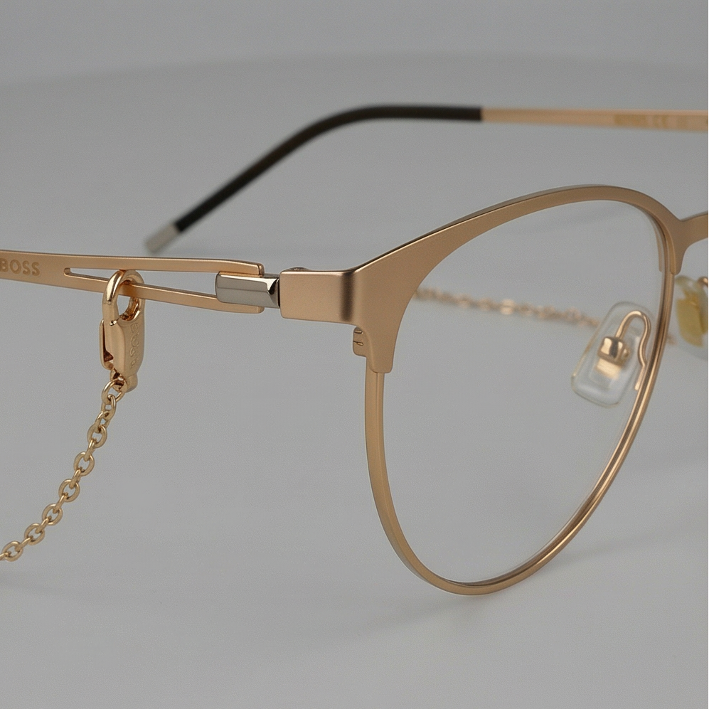 Hugo Boss Optical Frames Hugo Boss Women’s Eyeglasses Gold Full Rim Stainless Steel Panto Frames BOSS 1460 I20 52mm Eyeglasses Eyewear designer