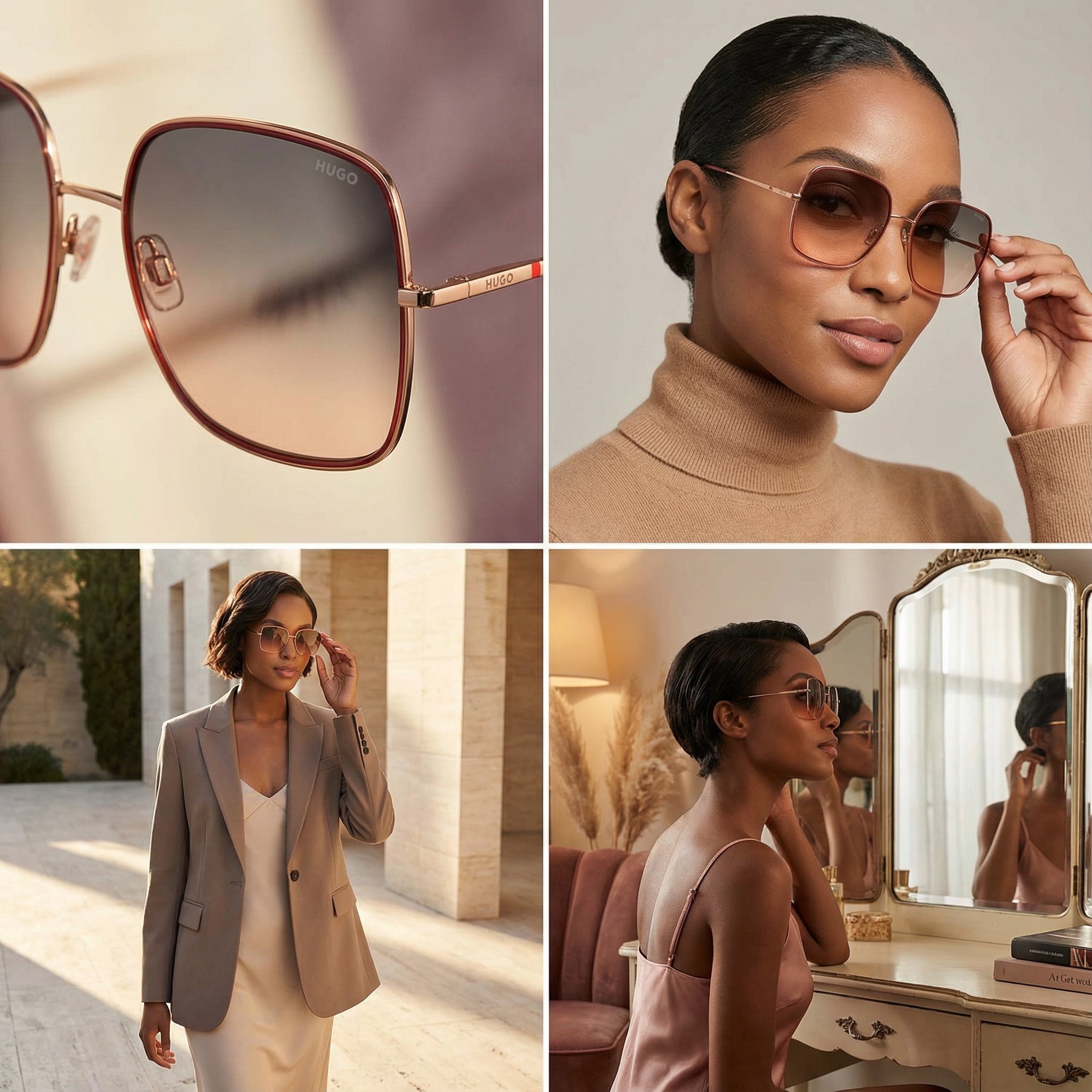 Hugo Sunglasses Hugo Sunglasses HG1293/S OFYHA Women Red Square Full Rim Brown Gradient 58mm Eyeglasses Eyewear designer