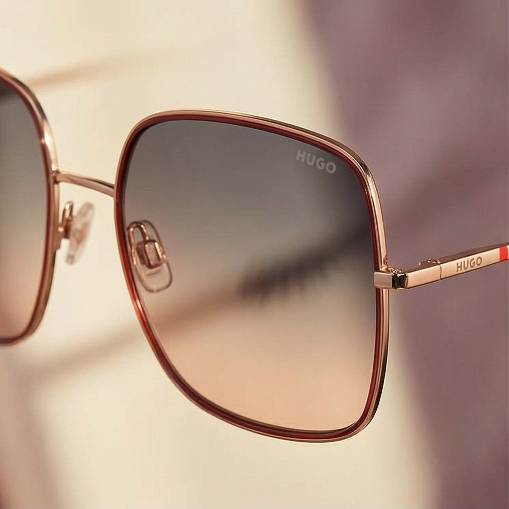 Hugo Sunglasses Hugo Sunglasses HG1293/S OFYHA Women Red Square Full Rim Brown Gradient 58mm Eyeglasses Eyewear designer