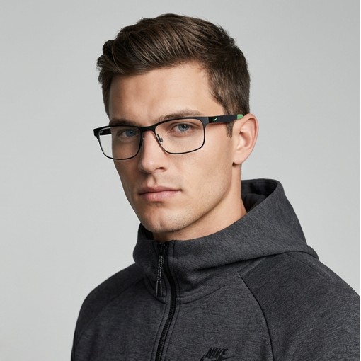 Nike Eyeglasses Nike Eyeglasses 8130 005 Black Rectangle Full Rim Stainless Steel Frames 56mm Eyeglasses Eyewear designer