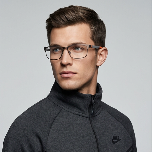 Nike Eyeglasses Nike Eyeglasses 8130 078 Grey Rectangle Full Rim Metal Frames 54mm Eyeglasses Eyewear designer