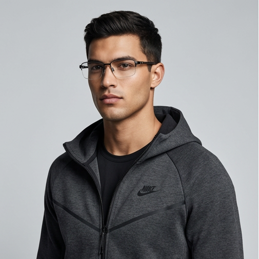 Nike Eyeglasses Nike Eyeglasses 8141 001 Black Rectangle Half Rim Metal Frames 55mm Eyeglasses Eyewear designer