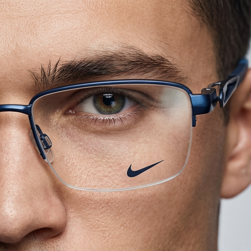 Nike Eyeglasses Nike Eyeglasses 8141 410 Blue Rectangle Half Rim Metal Frames 55mm Eyeglasses Eyewear designer
