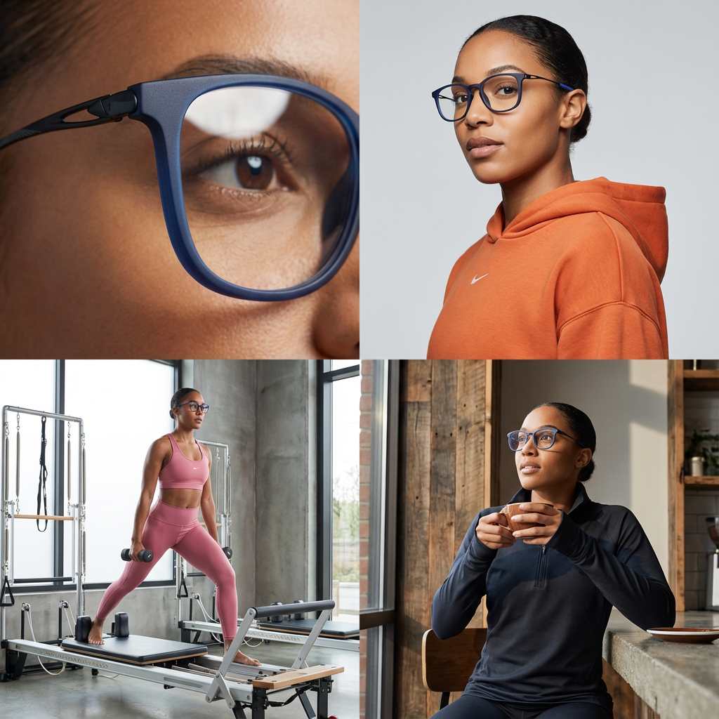 Nike Eyeglasses Nike Eyeglasses NK7151 410 Blue Round Full Rim Titanium Frames 49mm Eyeglasses Eyewear designer