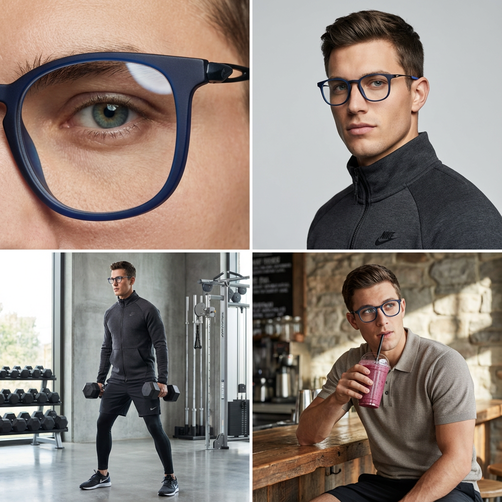 Nike Eyeglasses Nike Eyeglasses NK7151 410 Blue Round Full Rim Titanium Frames 49mm Eyeglasses Eyewear designer