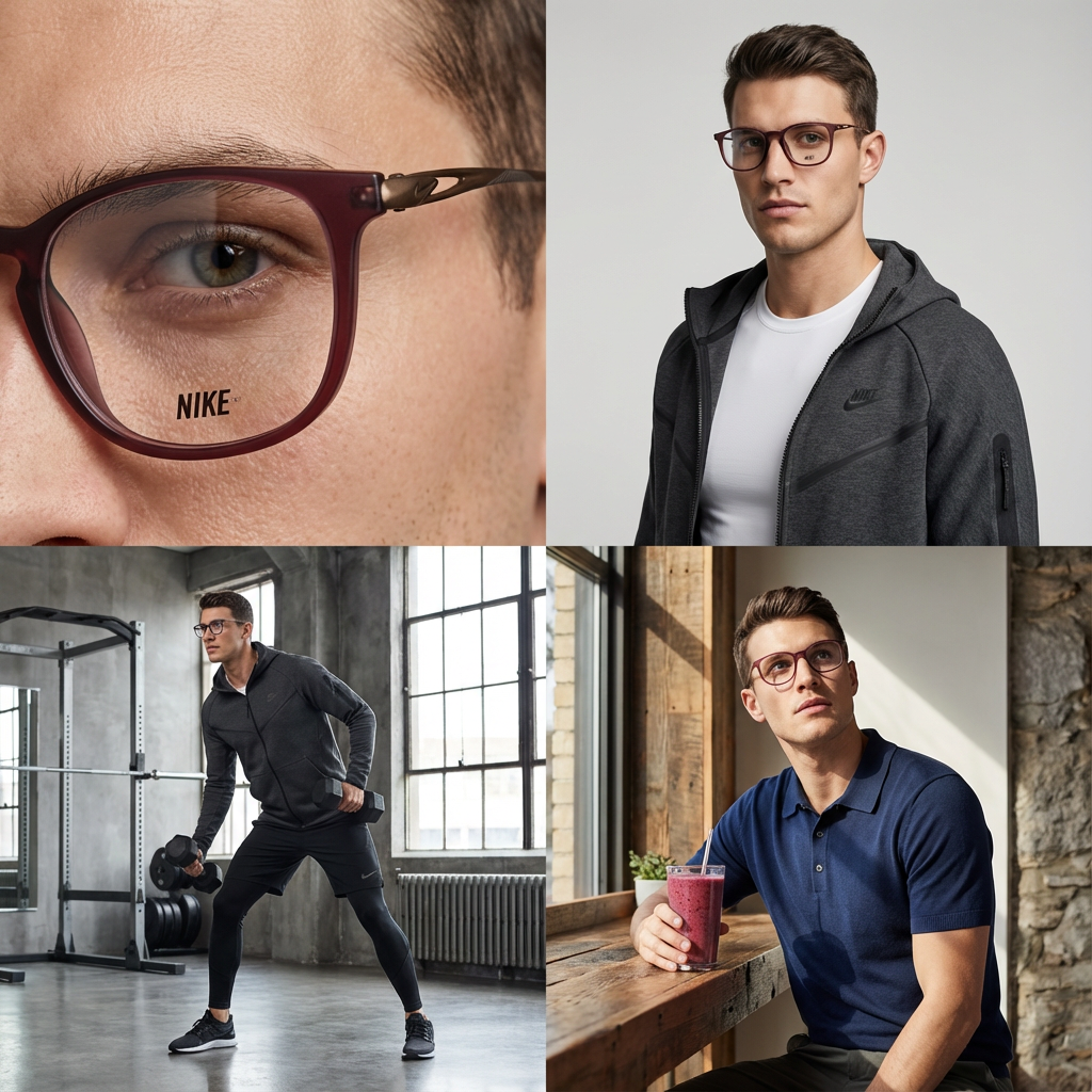 Nike Eyeglasses Nike Eyeglasses NK7151 604 Rose Brown Round Full Rim Titanium Frames 49mm Eyeglasses Eyewear designer