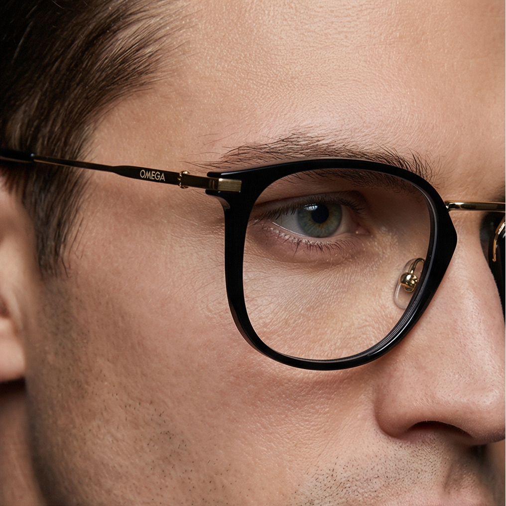 Omega Eyeglasses Omega Glasses Frames OM5024 001 52mm Men's Black Round Full-Rim Eyeglasses Eyewear designer