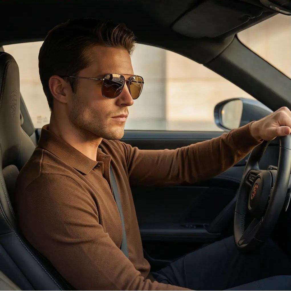 Porsche Design Sunglasses Porsche Design Sunglasses P8940 D Brown Titanium Mirrored Pilot-Aviator Men 55mm Eyeglasses Eyewear designer