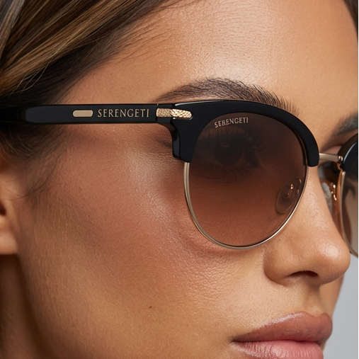 Serengeti Sunglasses Serengeti Sunglasses 8939 Lela 50mm Women Black Half Rim Round Polarized Eyeglasses Eyewear designer