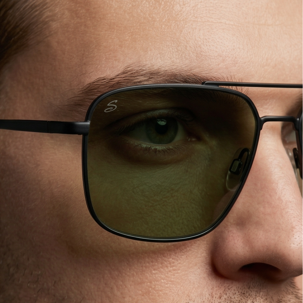 Serengeti Sunglasses Serengeti Sunglasses Men Black Pilot-Aviator Green Photochromic Polarized SS554002 Aitkin Eyeglasses Eyewear designer