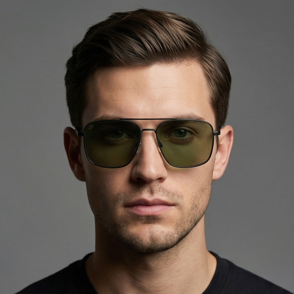 Serengeti Sunglasses Serengeti Sunglasses Men Black Pilot-Aviator Green Photochromic Polarized SS554002 Aitkin Eyeglasses Eyewear designer