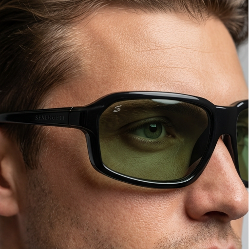 Serengeti Sunglasses Serengeti Sunglasses Men Black Rectangular Green Photochromic Polarized SS571002 Hext Eyeglasses Eyewear designer