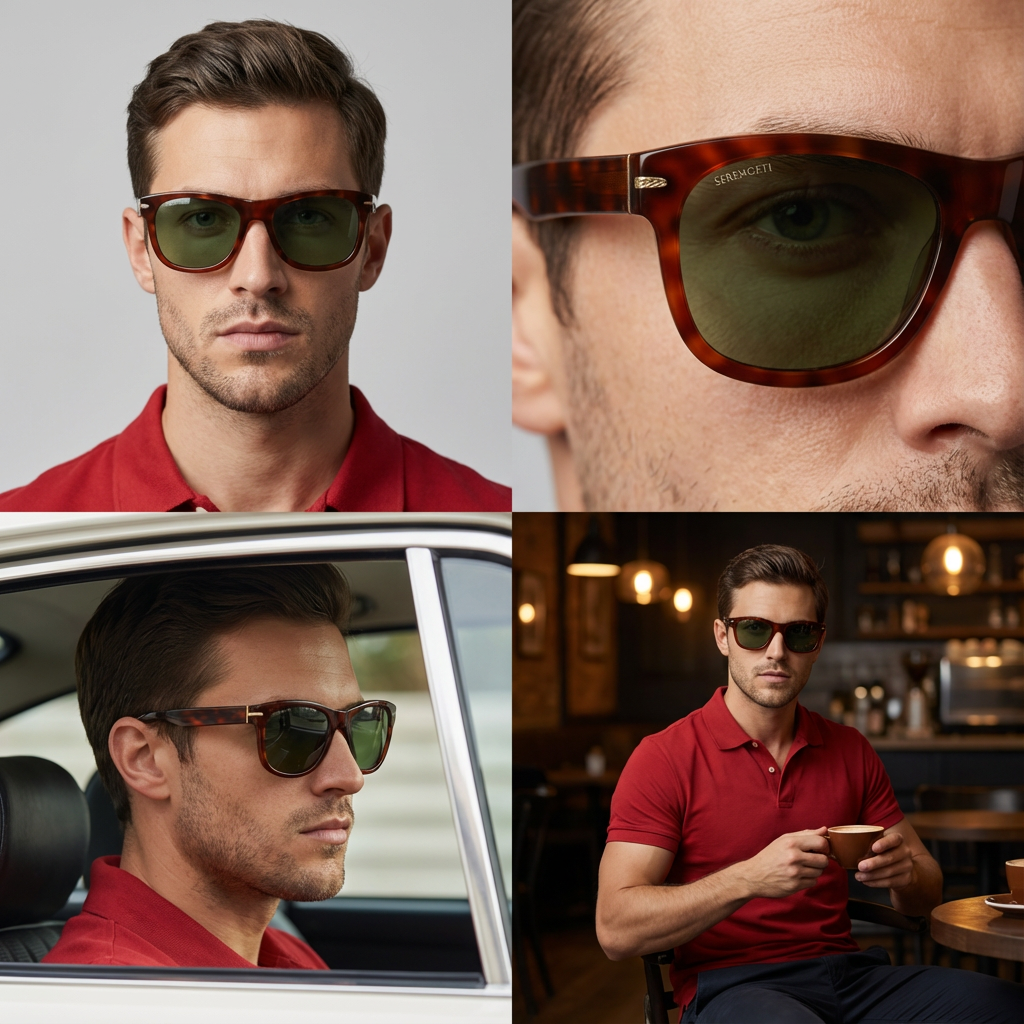 Serengeti Sunglasses Serengeti Sunglasses Men Brown Square Green Photochromic Polarized SS550001 Foyt Eyeglasses Eyewear designer