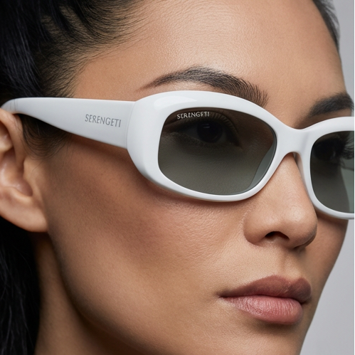 Serengeti Sunglasses Serengeti Sunglasses Women's White Rectangular Green Polarized SS008001 Bianca 56mm Eyeglasses Eyewear designer