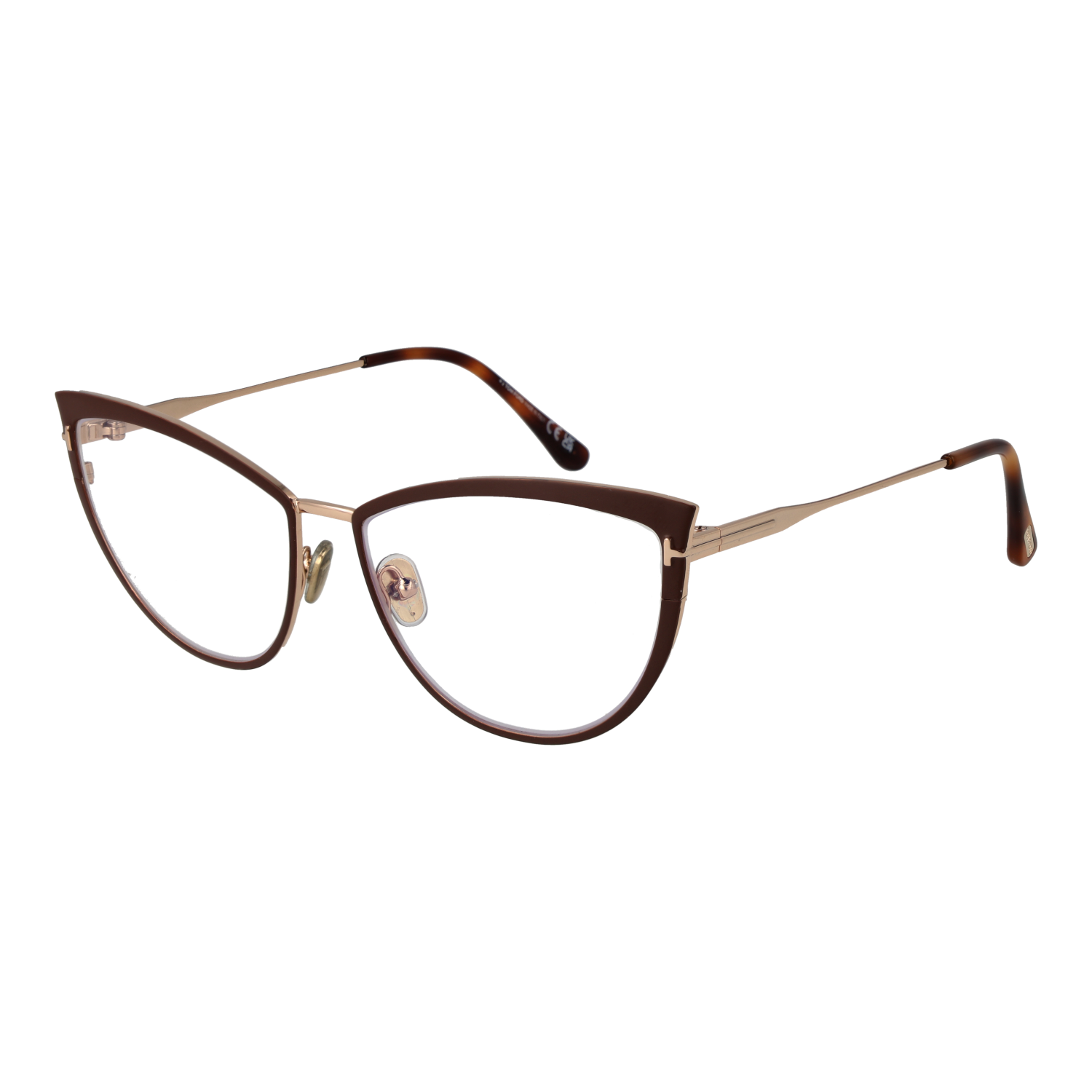 Tom Ford Eyeglasses Tom Ford eyeglasses Frames FT5877-B 046 Women Brown Cat Eye 56mm Gold Eyeglasses Eyewear designer