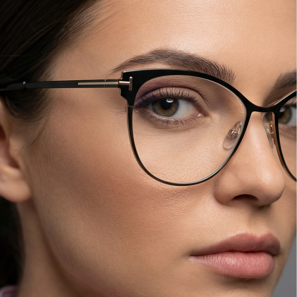 Tom Ford Eyeglasses Tom Ford Eyeglasses FT5530-B 001 Black Cat Eye Metal Full Rim Women 54mm Eyeglasses Eyewear designer