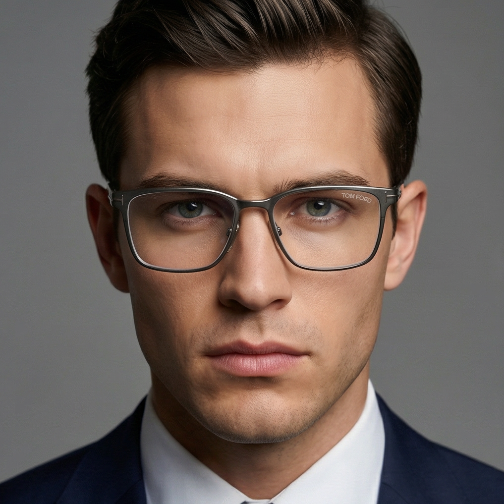 Tom Ford Eyeglasses Tom Ford Eyeglasses FT5733-B 008 Silver Rectangular Full Rim Frames Men 55mm Eyeglasses Eyewear designer