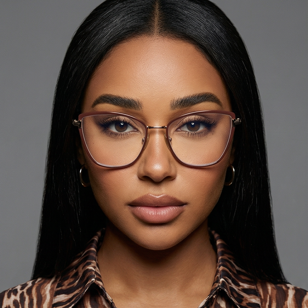 Tom Ford Eyeglasses Tom Ford Eyeglasses FT5740-B 048 Brown Cat Eye Full Rim Blue-Filter Women 54mm Eyeglasses Eyewear designer